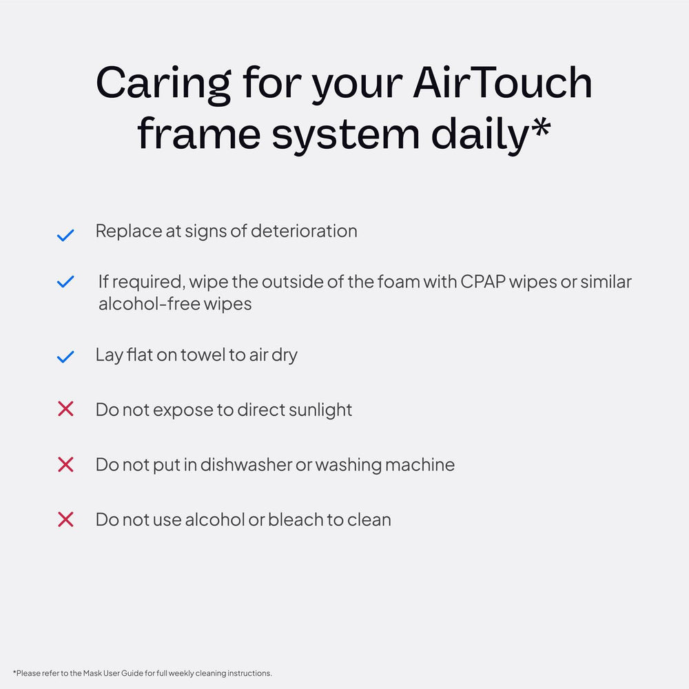 ResMed AirTouch F20 frame-only view illustrating compatibility with headgear.