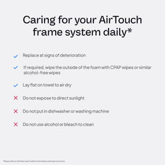 ResMed AirTouch F20 frame-only view illustrating compatibility with headgear.