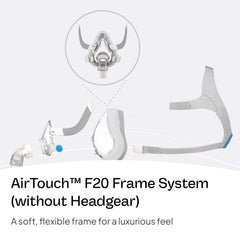 ResMed AirTouch F20 memory foam cushion providing plush skin contact.