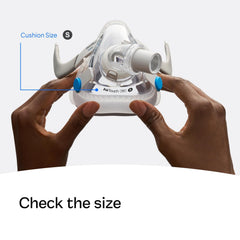ResMed AirTouch F20 replacement frame small side view highlighting slim profile for portability.