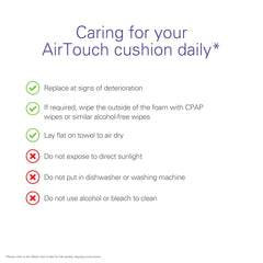 ResMed AirTouch N20 cushion being attached to the mask for easy handling.