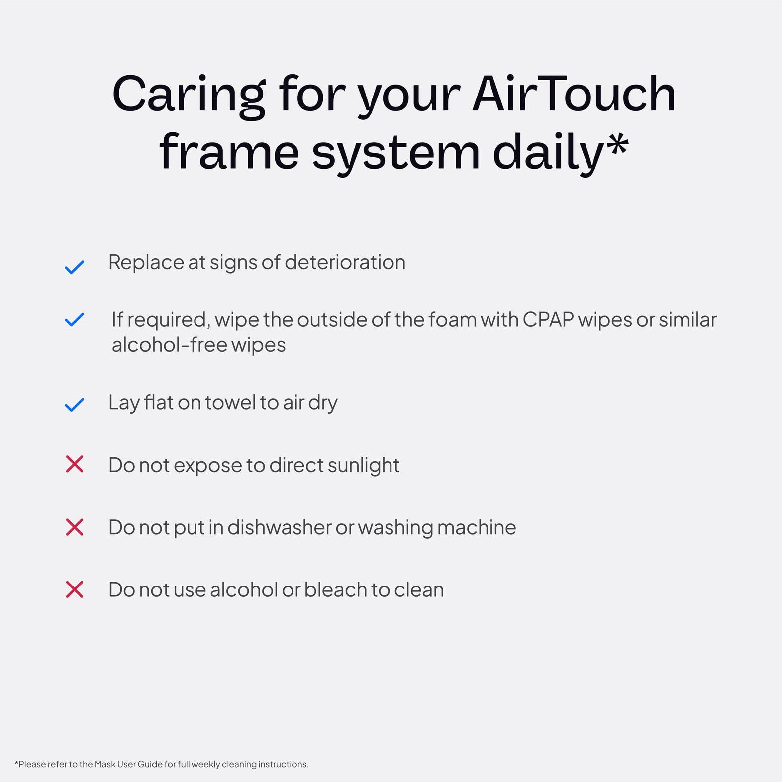 ResMed AirTouch N20 for Her replacement accessories maintain setup flexibility.