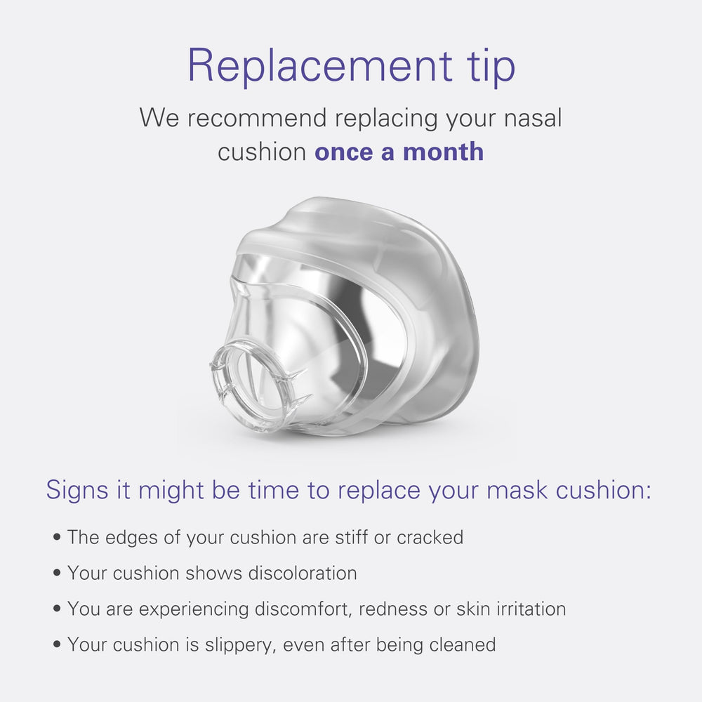 ResMed AirTouch N20 seal demonstrates gentle contact for comfortable wear.