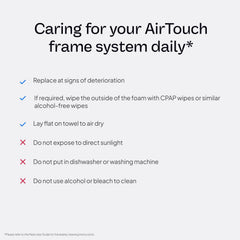 ResMed AirTouch N20 headgear not included; frame system ready for customization.