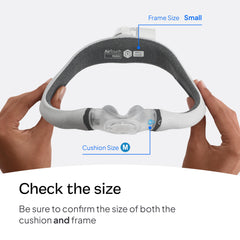ResMed AirTouch N30i ComfiSoft nasal cushion blends fabric and silicone for a soft, natural feel.
