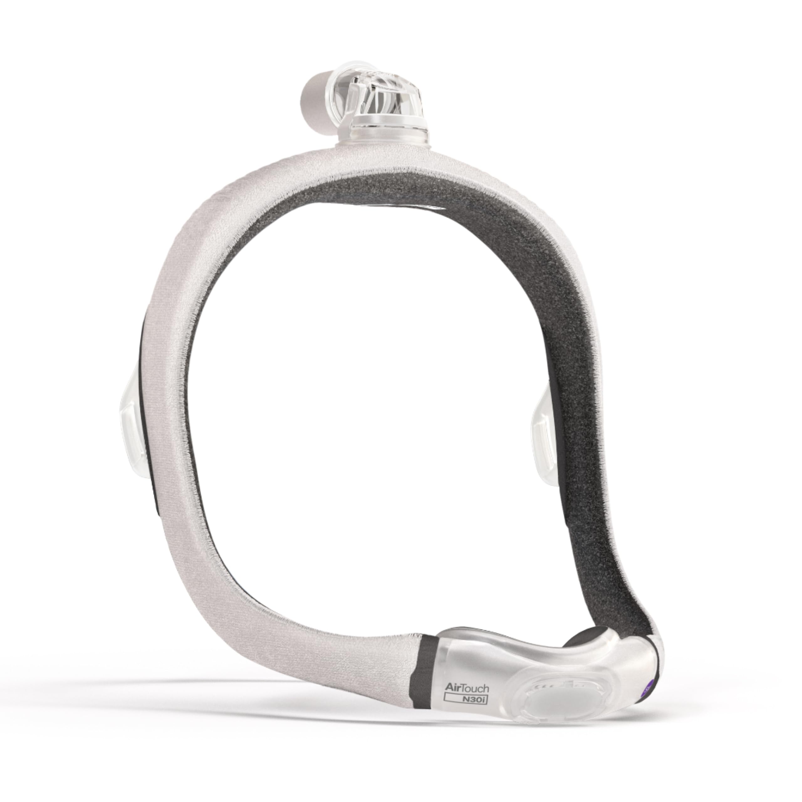 ResMed AirTouch N30i frame close-up with fabric-wrapped design for comfort.