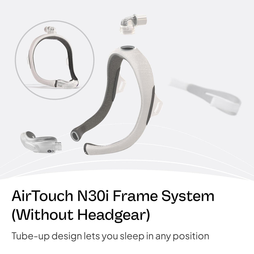 ResMed AirTouch N30i SpringFit frame adapts to face and head shape for a better fit.