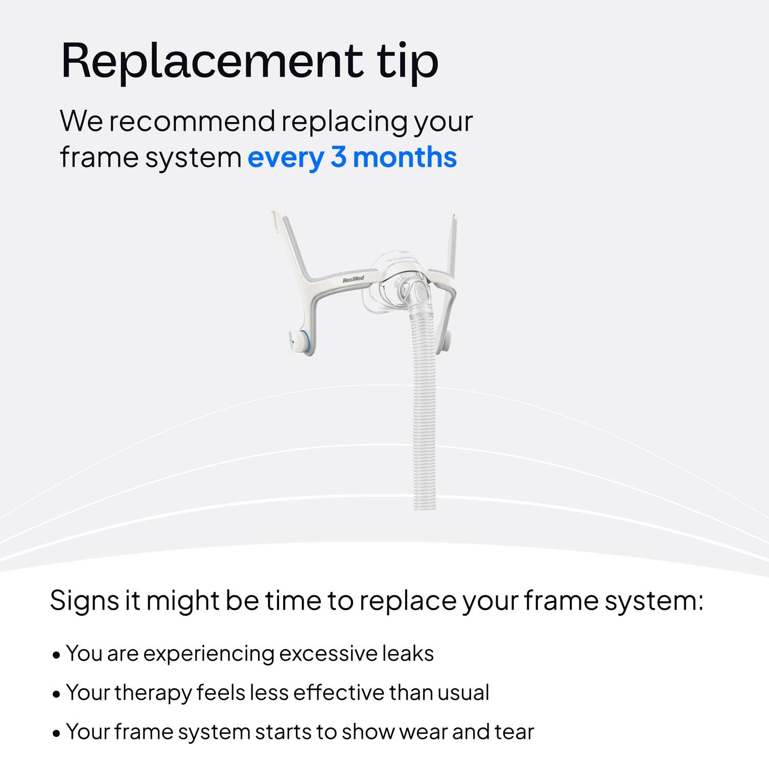 ResMed CPAP frame durability visual emphasizing long-lasting frame