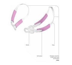 ResMed Swift FX Bella headgear pink offers gentle, secure fit for her nasal pillow system