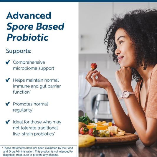 Close-up of CoreBiotic Sensitive capsules, highlighting spore probiotic technology for hardy survival.
