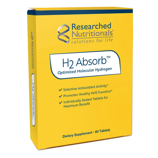 Researched Nutritionals H2 Absorb sealed bottle close-up for convenient hydration on the go.