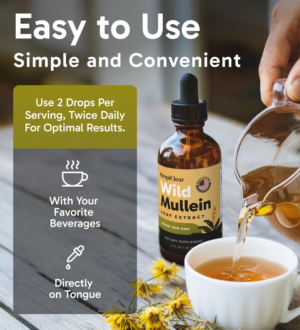 RESPICLEAR Mullein Drops cup serve suggestive of daily routine use