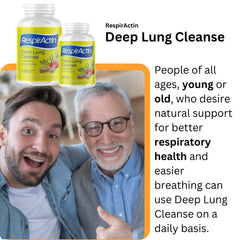 User holding RespirActin Deep Lung Cleanse capsules as part of a routine