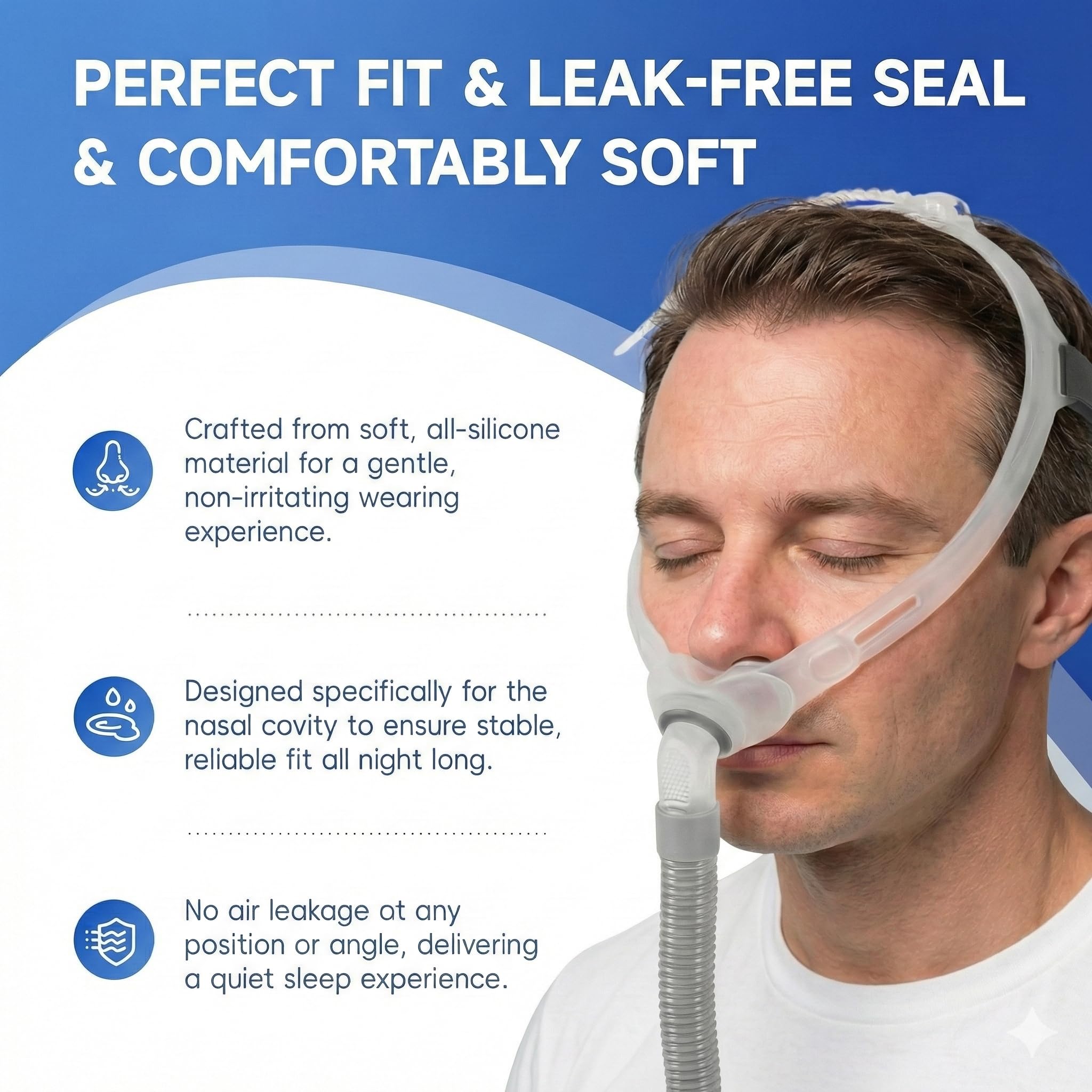 RespWellness medium-size nasal pillow balances comfort and seal.