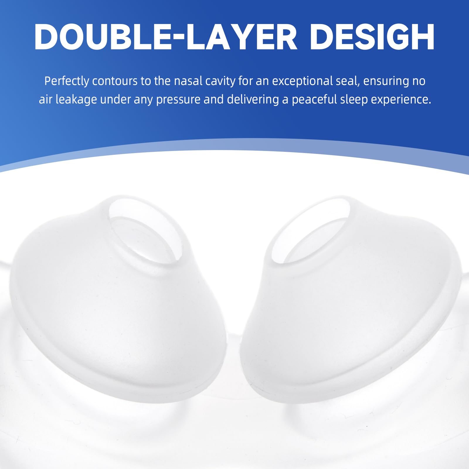 RespWellness ultra-soft silicone material provides gentle comfort with reduced nasal pressure.