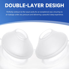 RespWellness ultra-soft silicone material provides gentle comfort with reduced nasal pressure.