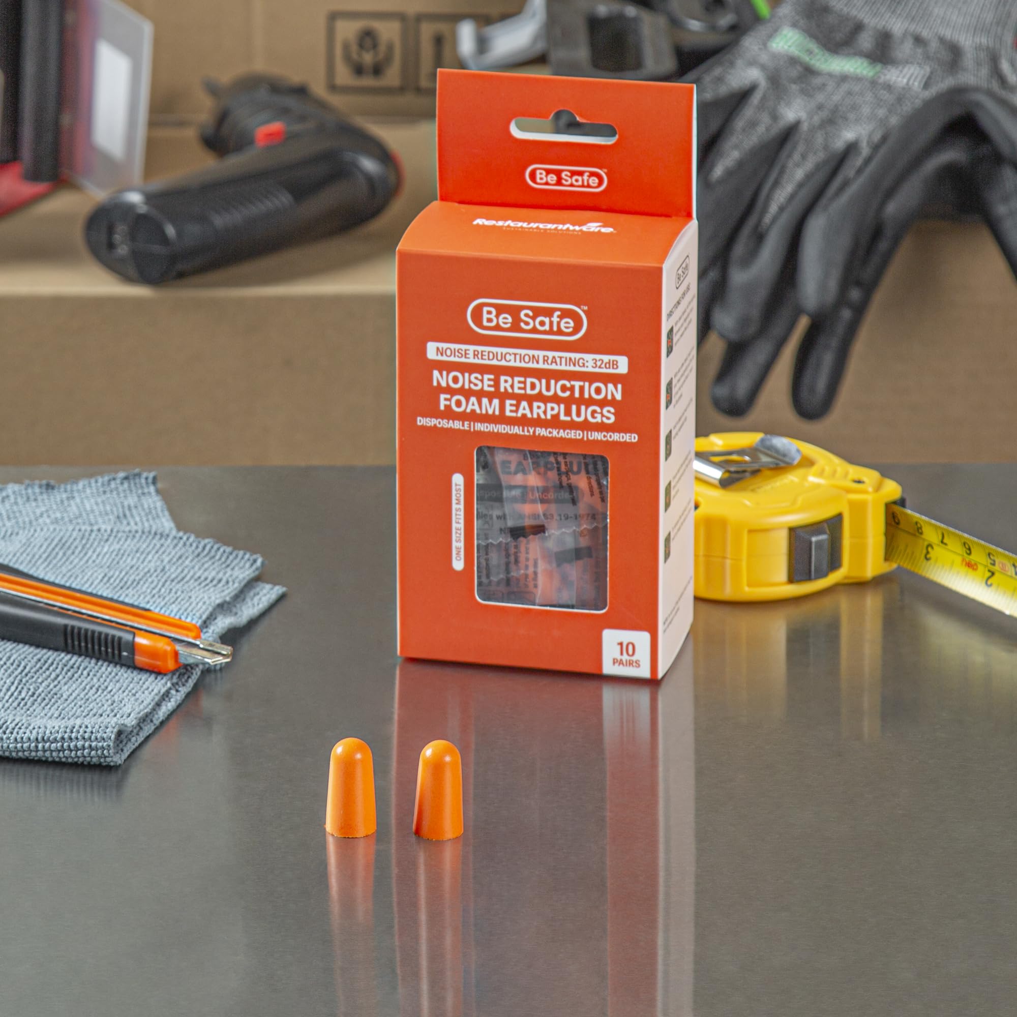 Bullet-shaped Restaurantware earplugs allow easy insertion with secure, comfortable fit.