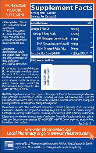 Omega-3 enriched capsules from Restora for easy daily integration.