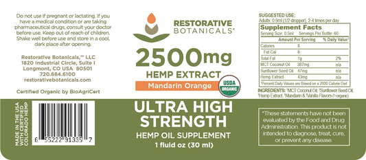 Restorative Botanicals bottle pour shows Mandarin Orange flavor for easy daily use.