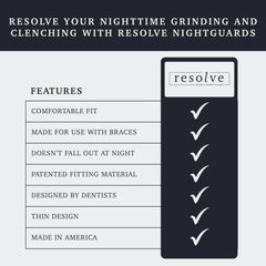 Restwell Resolve all-night-comfort image suggests waking refreshed with reduced jaw strain.