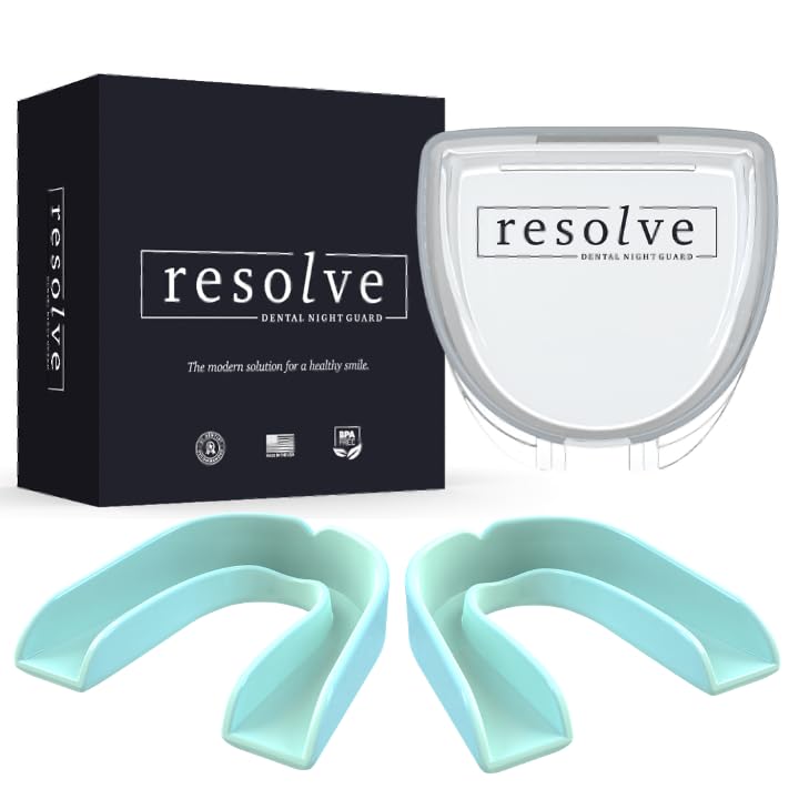 Restwell Resolve night-guard mint closeup shows a customizable bite-fit for comfortable sleep.