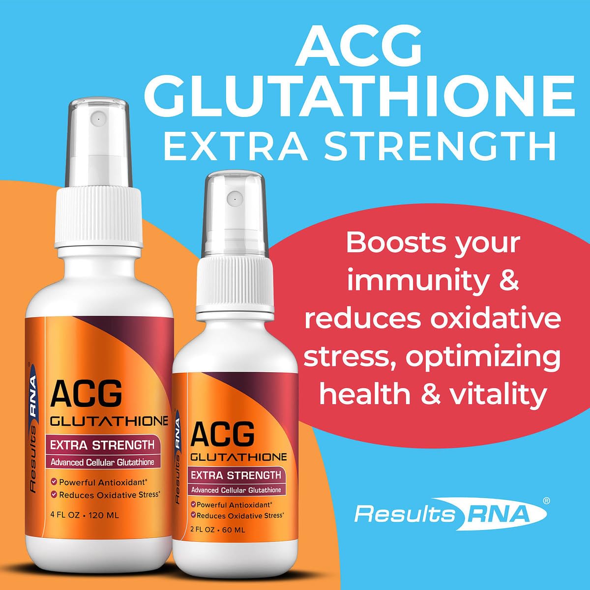 Results RNA ACG Glutathione extra-strength liquid close-up emphasizing antioxidant support.