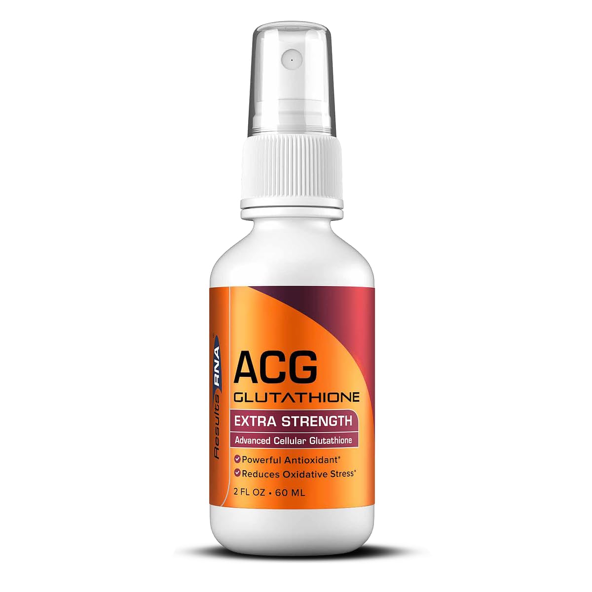 Results RNA ACG Glutathione spray bottle front view for daily immune support.