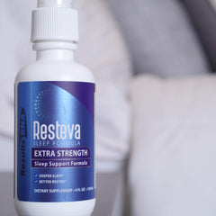 Results RNA Resteva ingredients label close-up: emphasizes natural sleep-support botanicals.