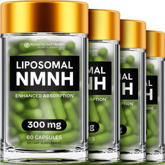 Resurrected Health NMNH 300mg bottle close-up highlighting vegan formula and purity.