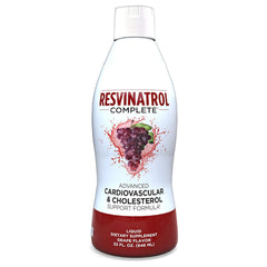 Resvinatrol Complete bottle being poured, a convenient option for daily heart health support.