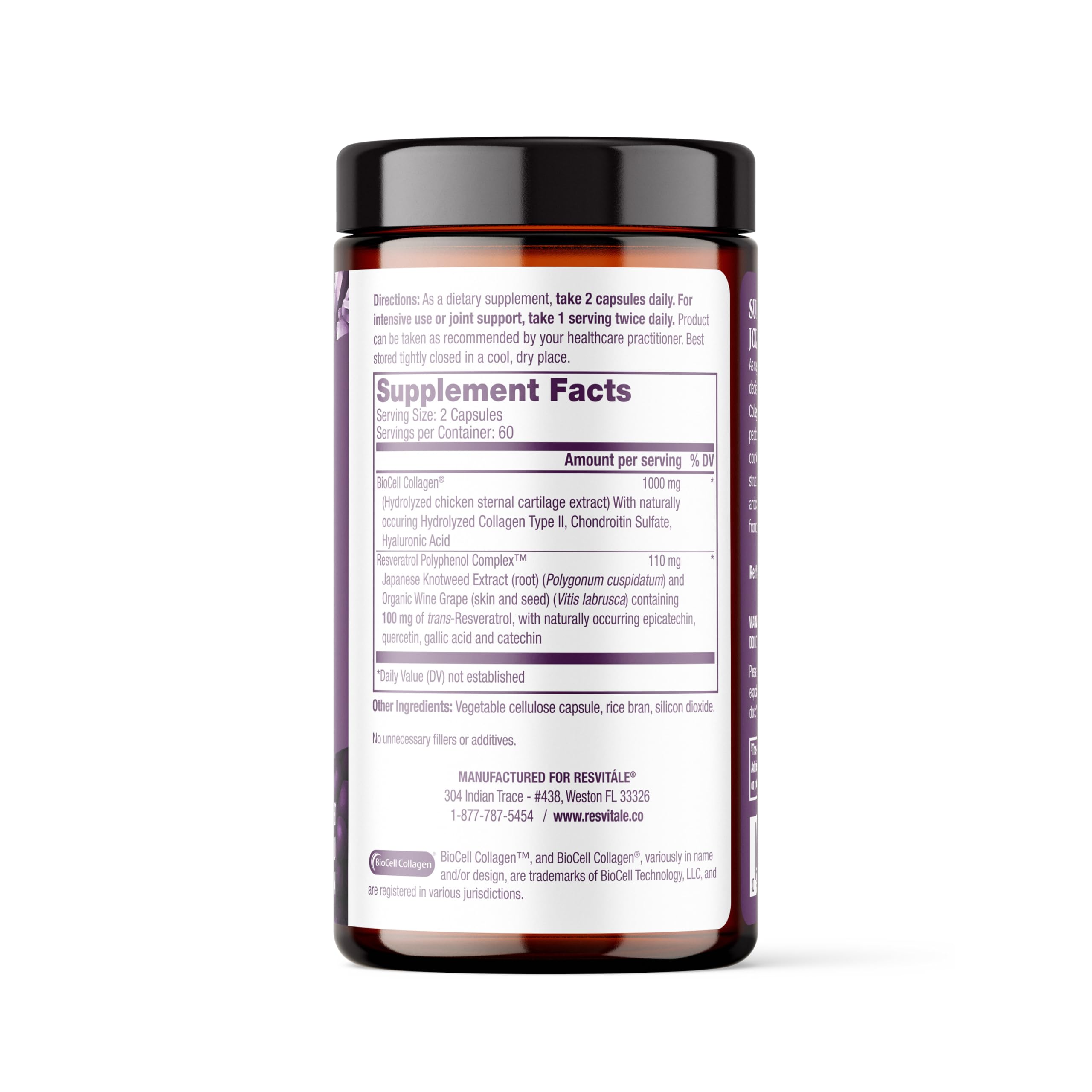 ResVitale Collagen Enhance capsules close-up emphasizes type II collagen for joints.