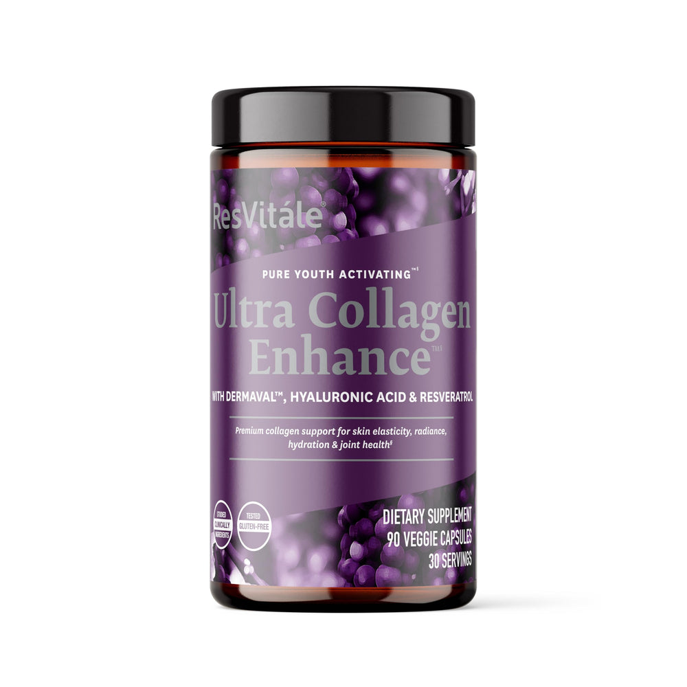 ResVitale Ultra Collagen Enhance bottle front for daily skin support.