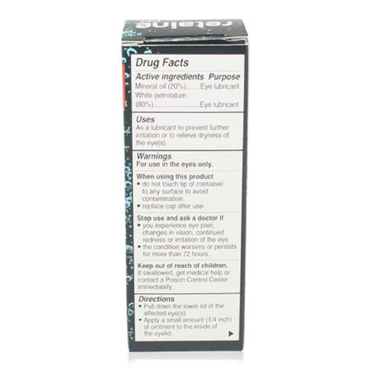 Retaine PM Nighttime Eye Ointment tube illustrating oil-based formula for soothing bedtime eye relief.