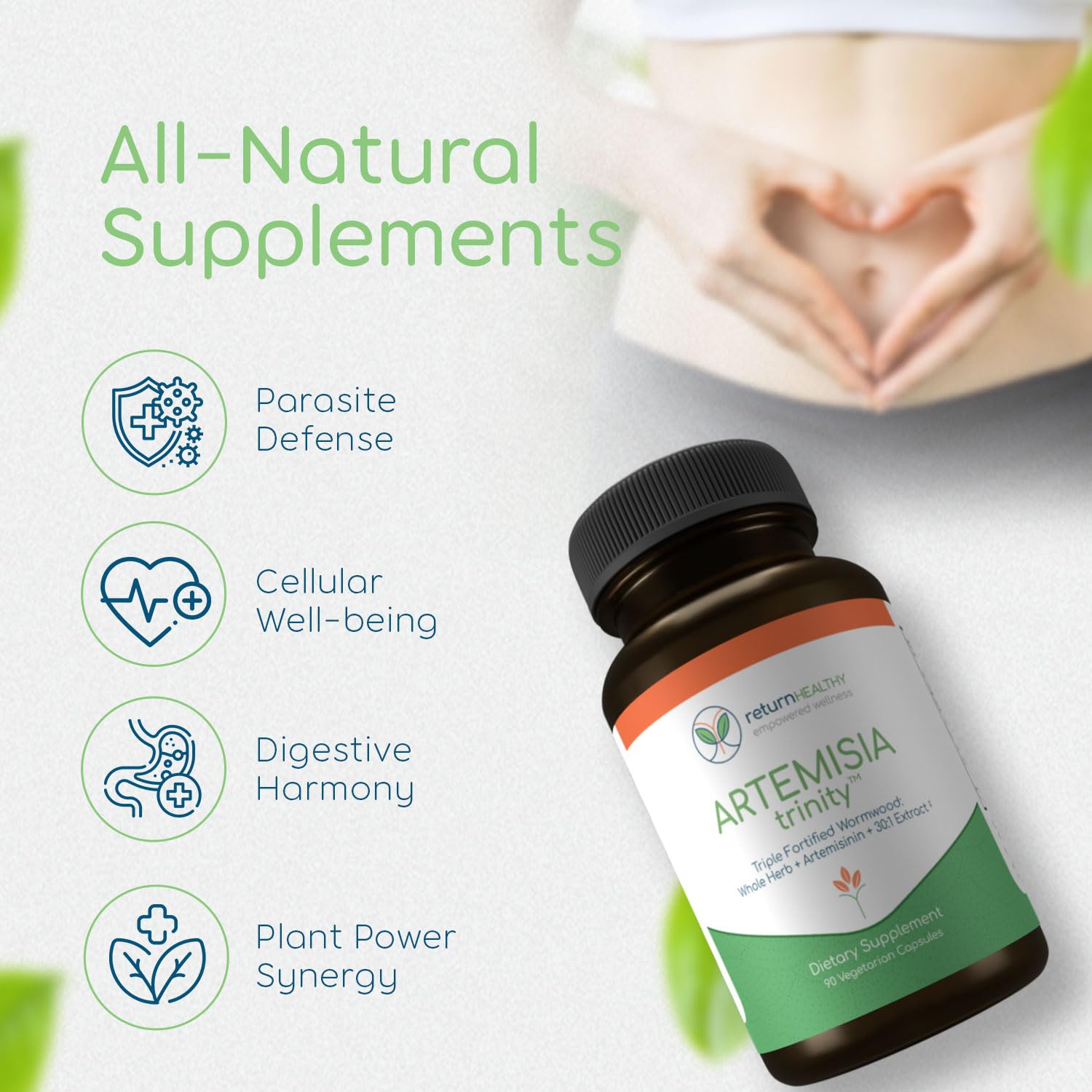 Return Healthy Artemisia Trinity 30to1 wormwood extract highlight, a potent herbal concentrate.