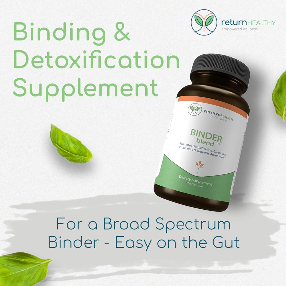 Close-up of Binder Blend capsules ready for daily digestive detox.