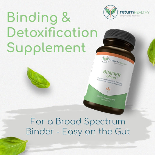 Close-up of Binder Blend capsules ready for daily digestive detox.