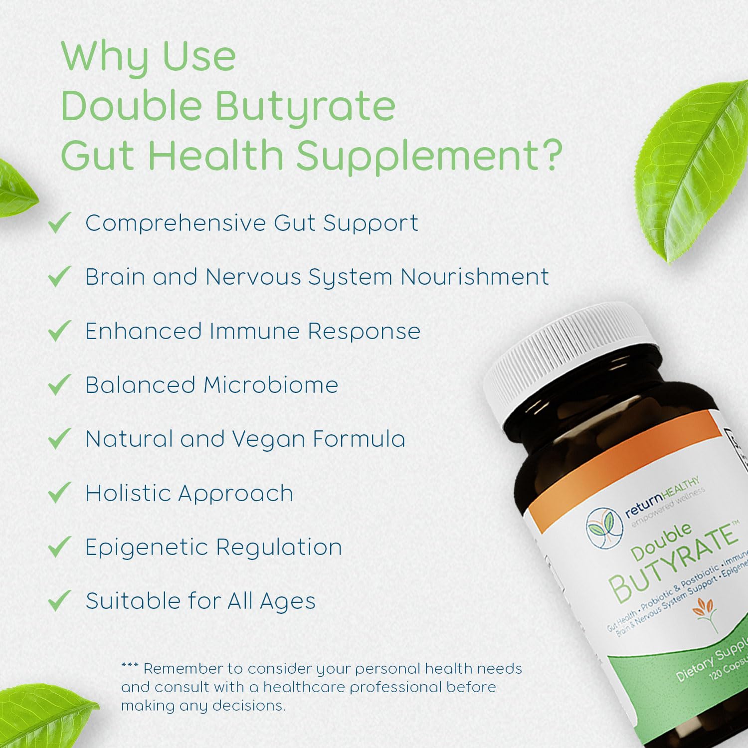 Return Healthy capsules dispensed by hand for a simple routine.