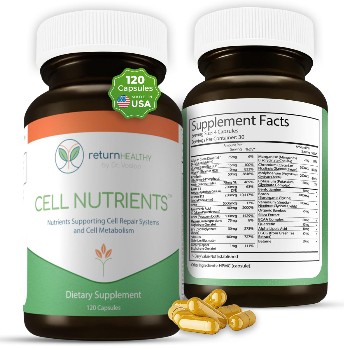 Return Healthy Cell Nutrients bottle front for cellular repair support