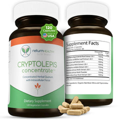 Return Healthy Cryptolepis Concentrate bottle promotes immune support.