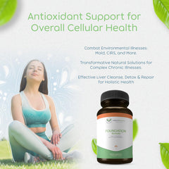Open bottle of Return Healthy Foundation Formula with capsules spilling gently