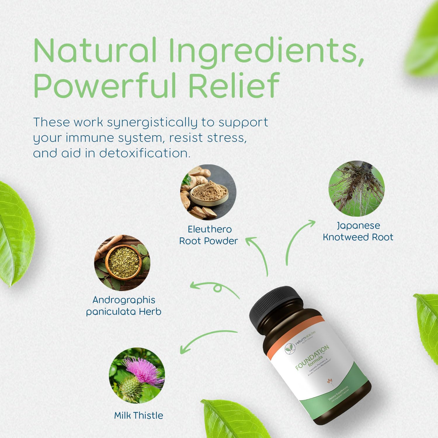 Side view of Return Healthy Foundation bottle showing premium packaging