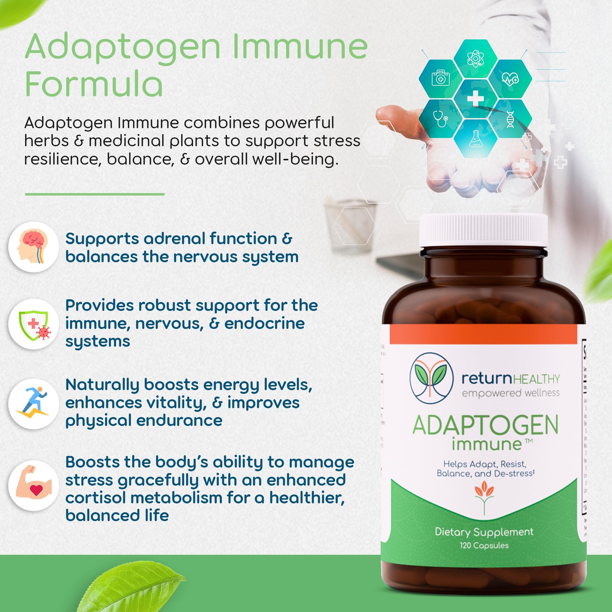Return Healthy immune support capsules ready for daily wellness.