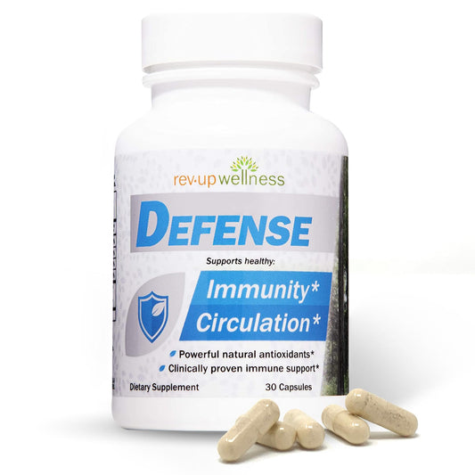 Rev Up Wellness Defense bottle front view for daily immune support.