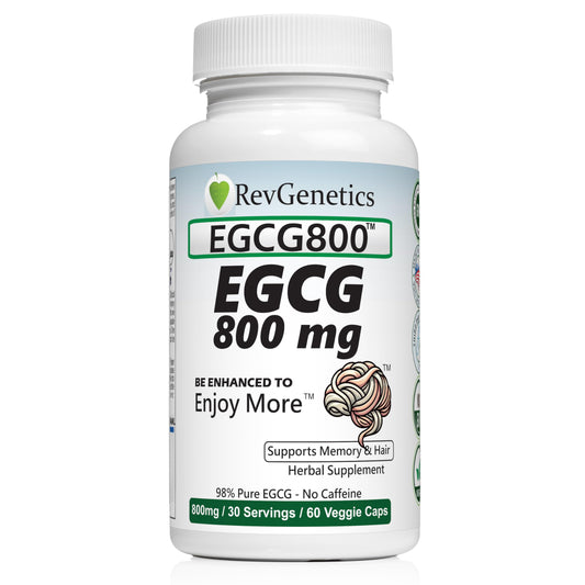 REVGENETICS EGCG 800mg capsules bottle image showing antioxidant support for daily wellness
