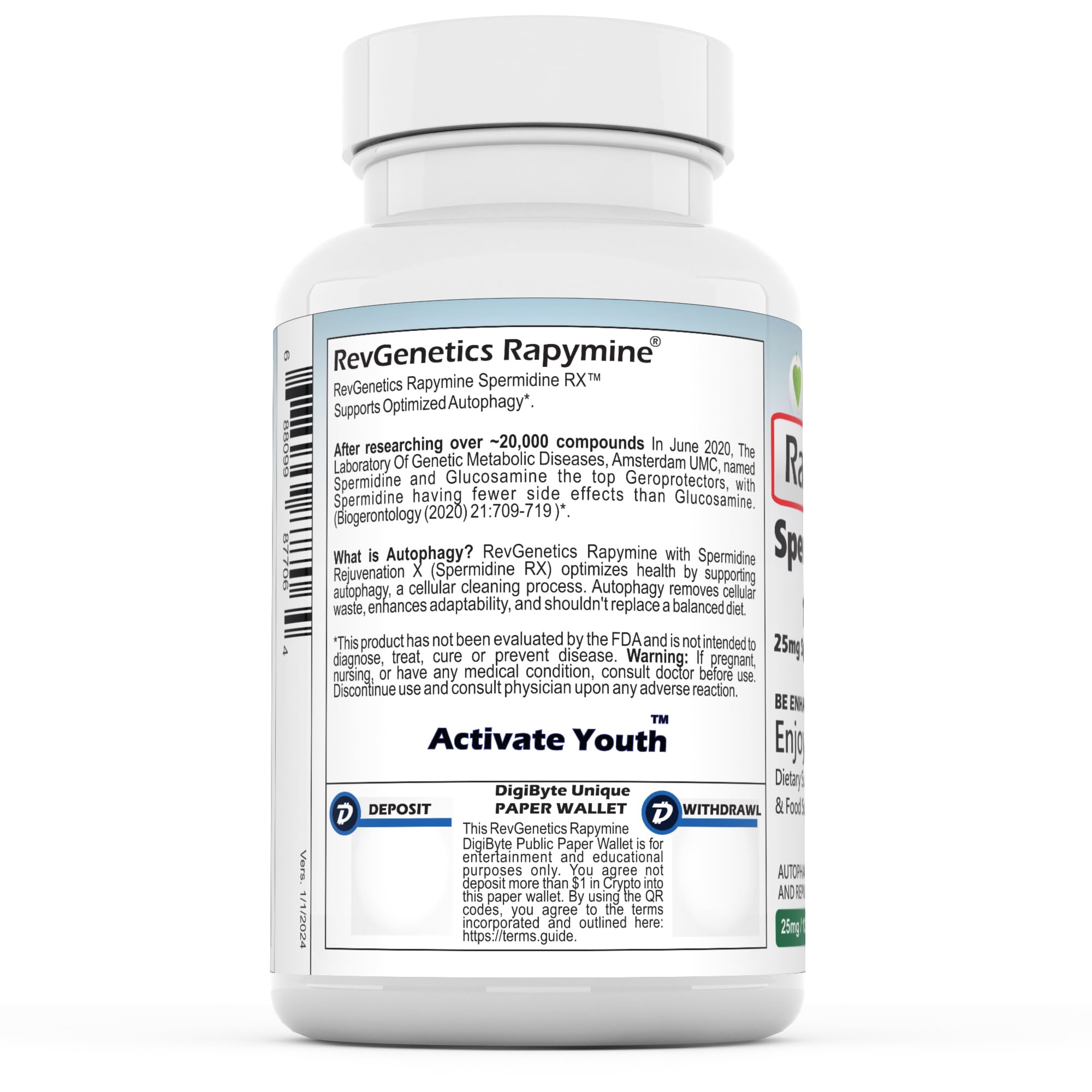 Rapymine bottle highlighting US GMP production and purity testing.
