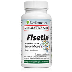 REVGENETICS Senolytics 500 bottle front view for daily wellness support