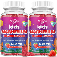 ReviNutra 2-pack magnesium gummies bottle-front view for family daily use.