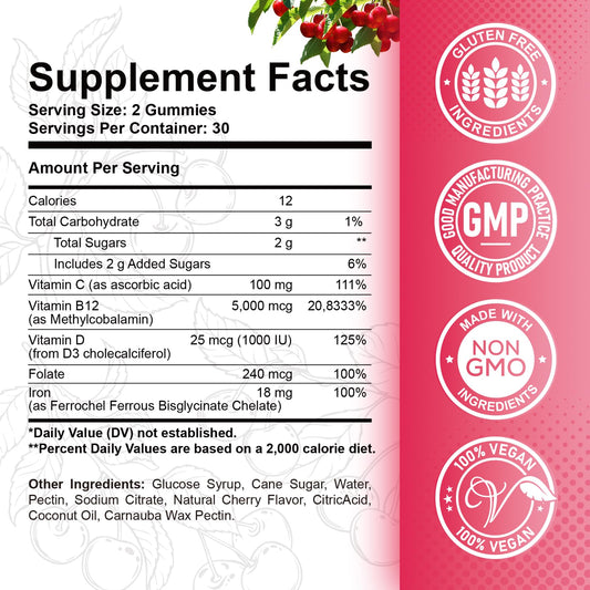 ReviNutra B12 Gummies cherry flavor close up for mood and focus