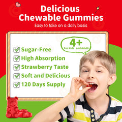 ReviNutra kid taking a gummy after school for calm focus