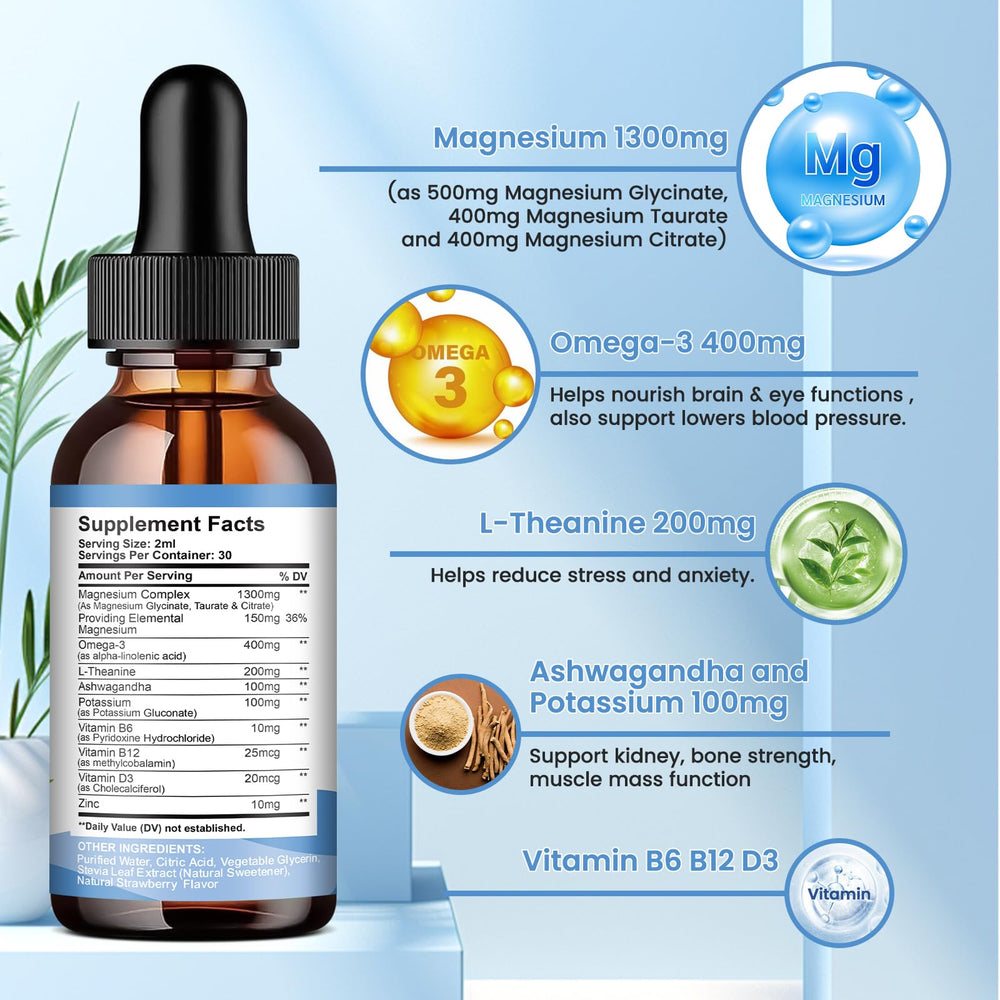 Close-up of the dropper dispensing ReviNutra magnesium drops for convenient dosing